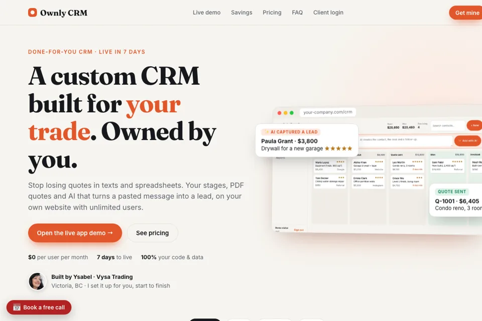Screenshot of Ownly CRM