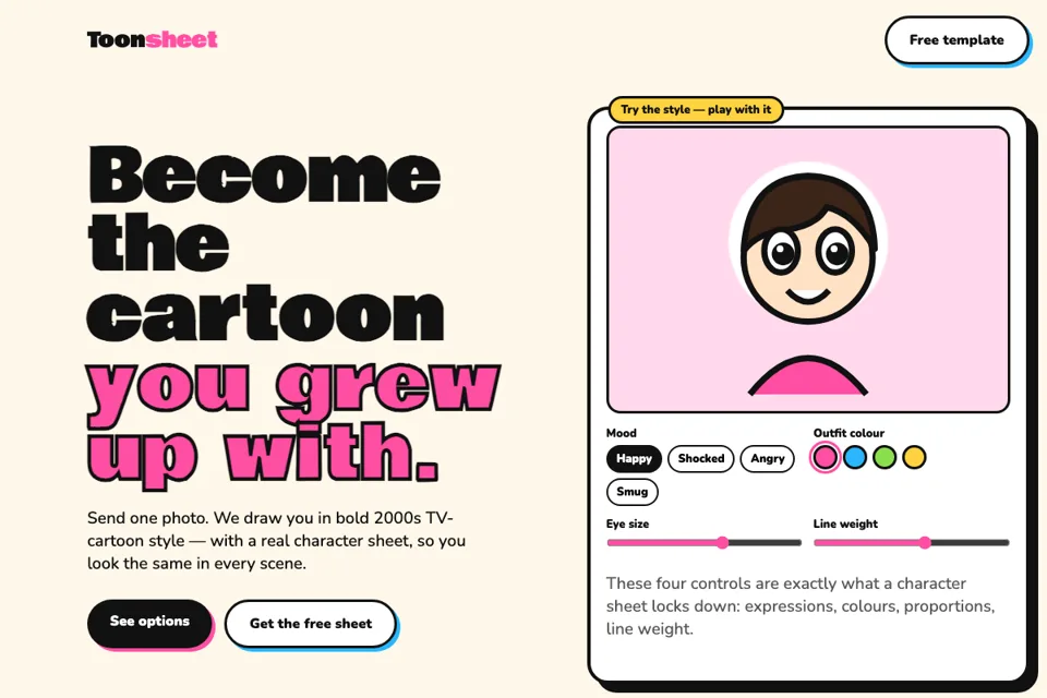 Screenshot of Toonsheet